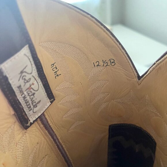 Rod Patrick Mens Cowboy Boots 12.5B Brown Full Quill Ostrich Western Square Toe - Picture 9 of 12